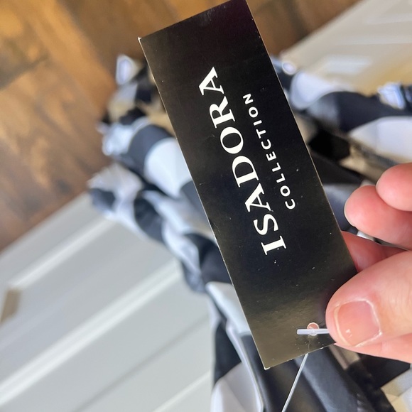 Isadora black and white sleeveless checkered belted blouse size L - Picture 3 of 3